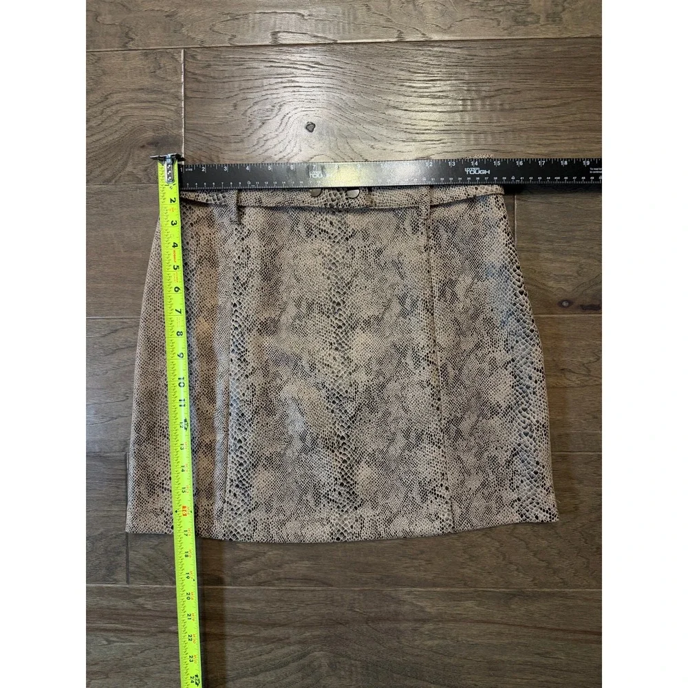 Haute Monde Womens Snakeskin Print Mini Skirt‎ Tan Black Belted HMS40396 Size L
